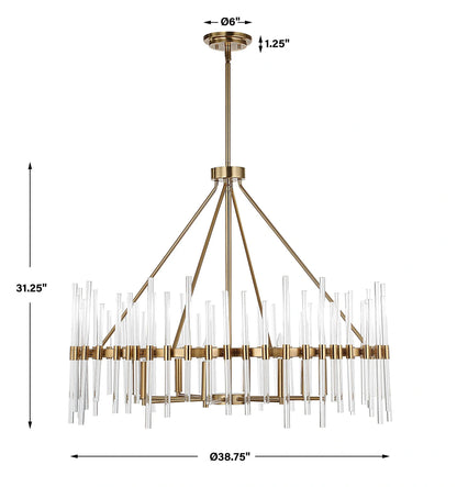 Stick 8 Light Brass Chandelier