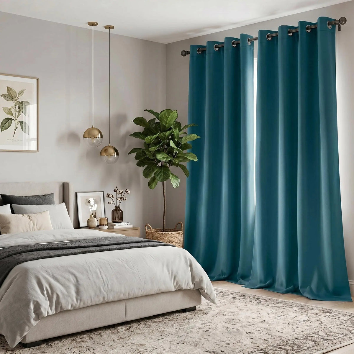 2-Panel Grommet Blackout Curtains - 52"x84" Thermal Insulated Drapes for Light Control and Noise Reduction