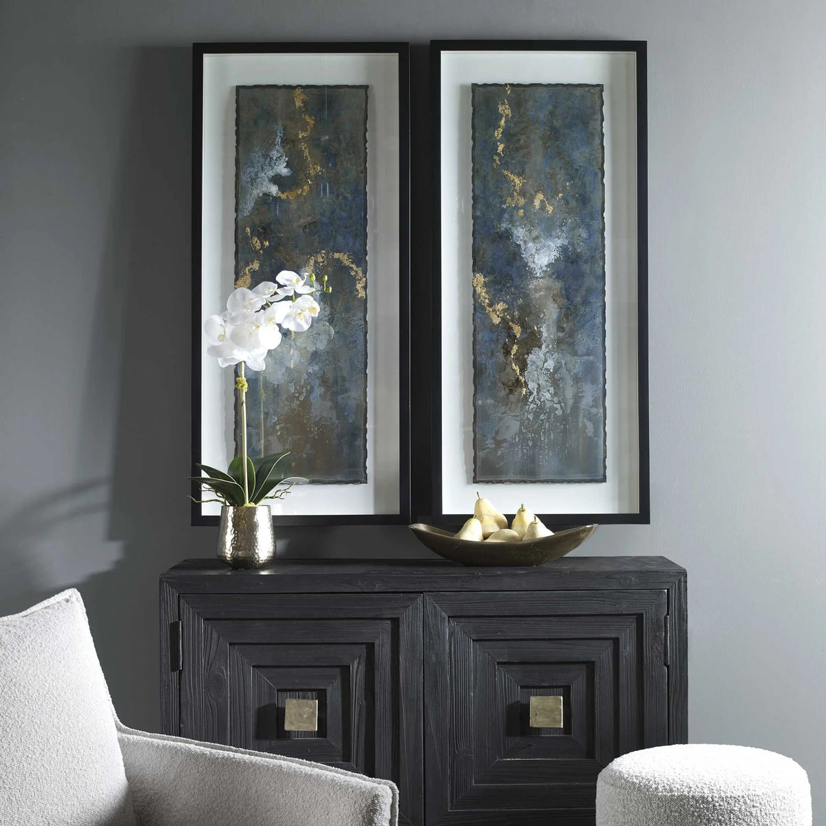 Metal Agate Abstract Prints, Set of 2
