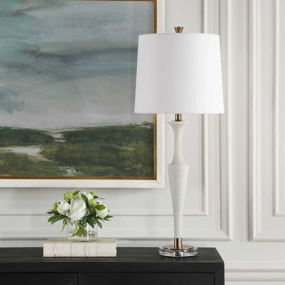 White Stone Table Lamp
