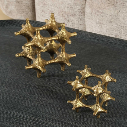 Antique Brass Sculptures, Set of 2