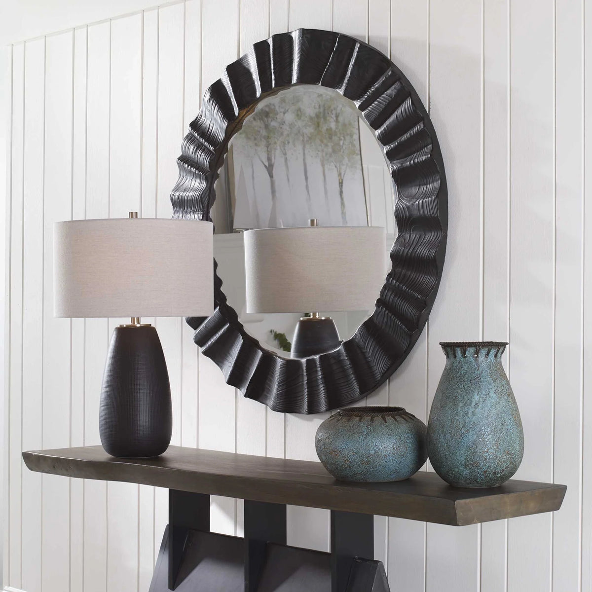 Dark Espresso Round Mirror
