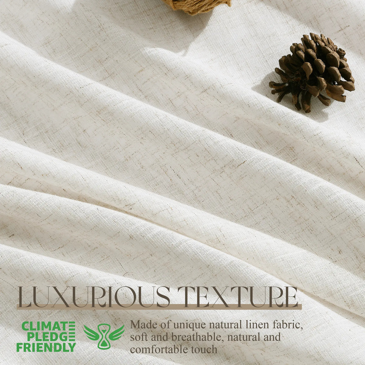 Jowels Semi-Sheer Linen Grommet Curtains - 2-Pack Drapes for Light Filtering Privacy in Any Room