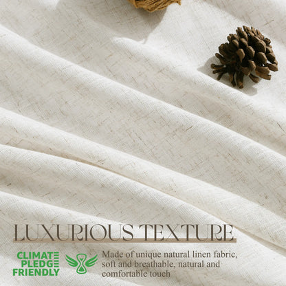 Jowels Semi-Sheer Linen Grommet Curtains - 2-Pack Drapes for Light Filtering Privacy in Any Room