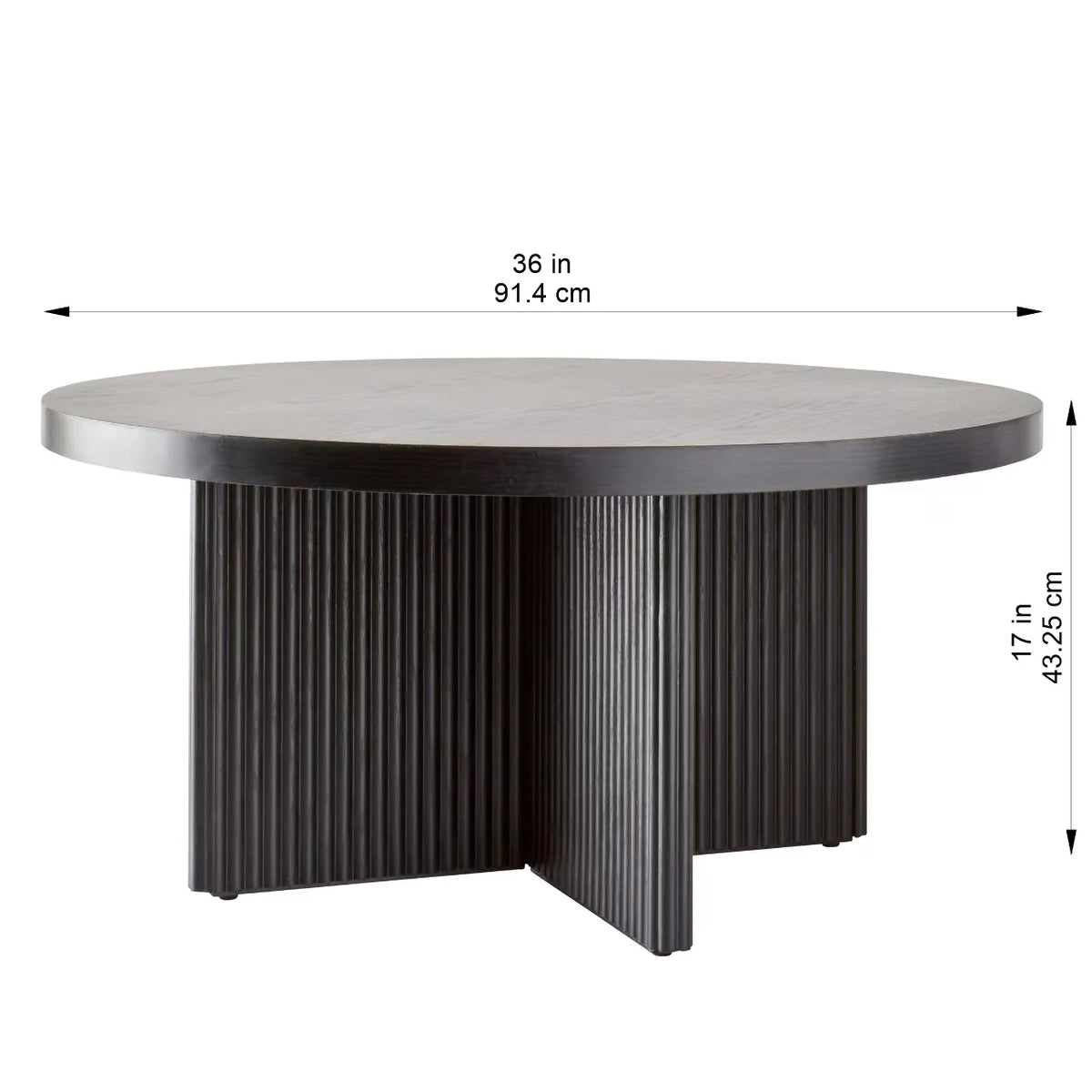 Lillian Fluted Coffee Table in Black