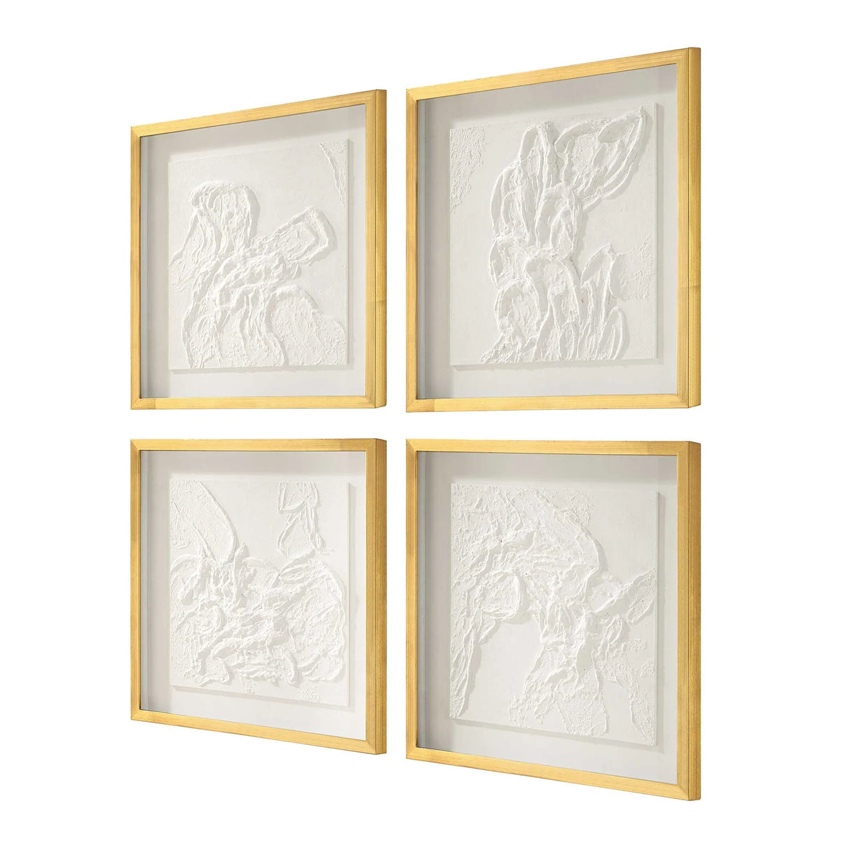 Textured Abstract Framed Prints, Set of 4