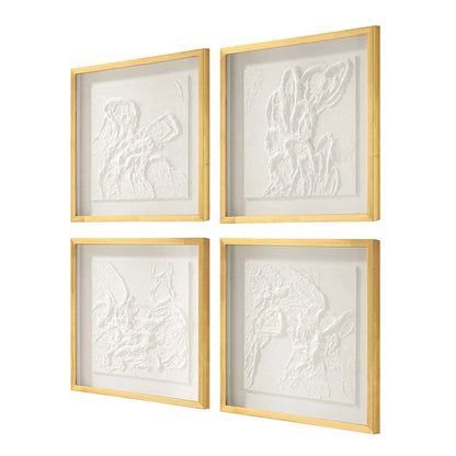 Textured Abstract Framed Prints, Set of 4