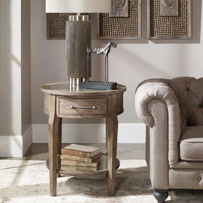 Mirrored Top Lamp Table