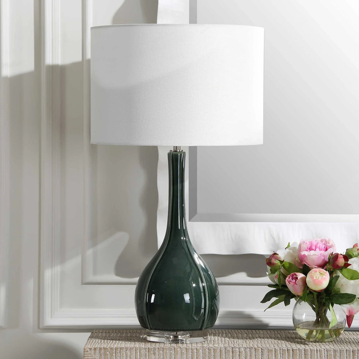 Green Glass Table Lamp