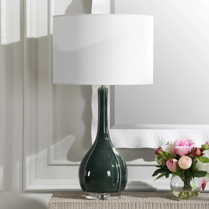Green Glass Table Lamp