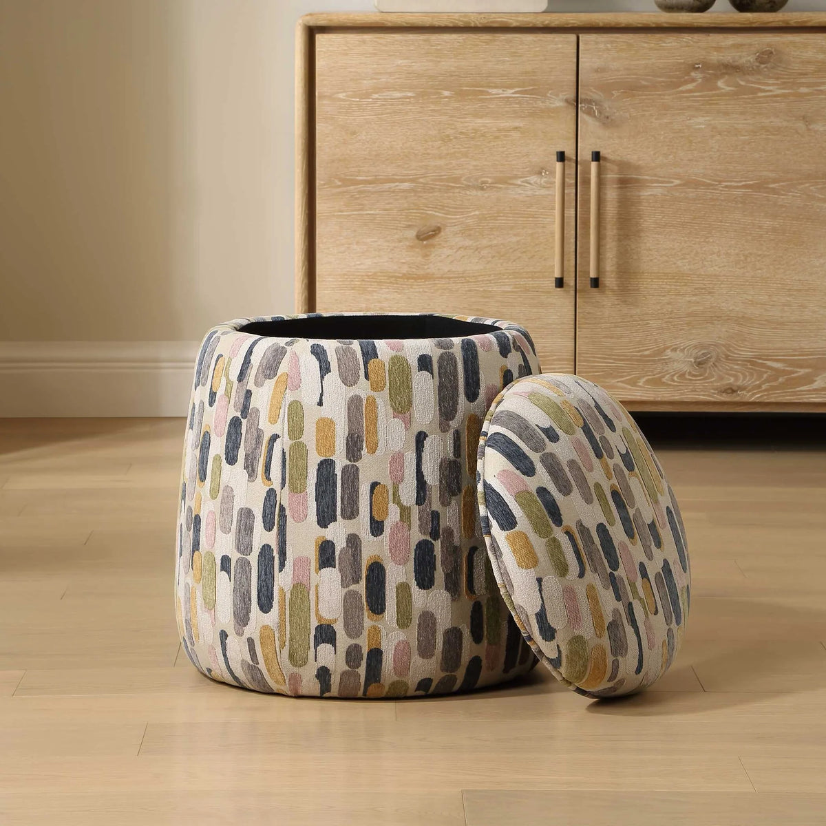 Upholstered Multi-Color Ottoman