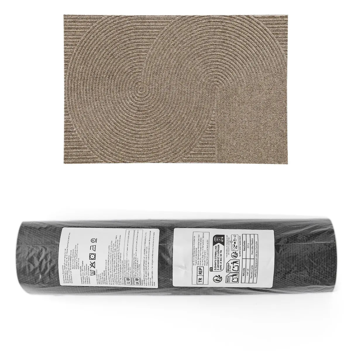 Geometric Star Loop Door Mat 45 × 75cm | Low Profile Non-Slip Entryway Mat in Dark Grey | Fade Resistant