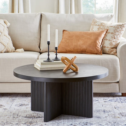 Lillian Fluted Coffee Table in Black