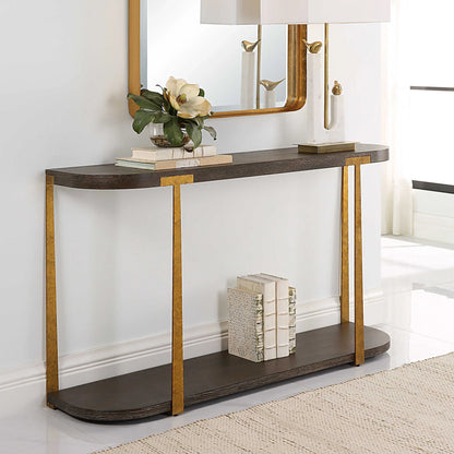 Coffee Oak Console Table