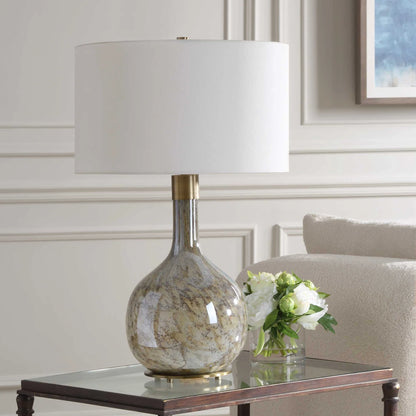 Brown Seeded Glass Table Lamp