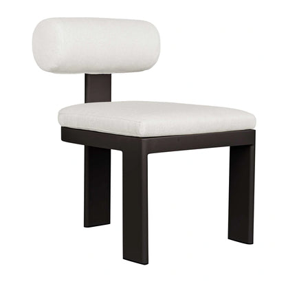White Bolster Back Outdoor Dining Chair