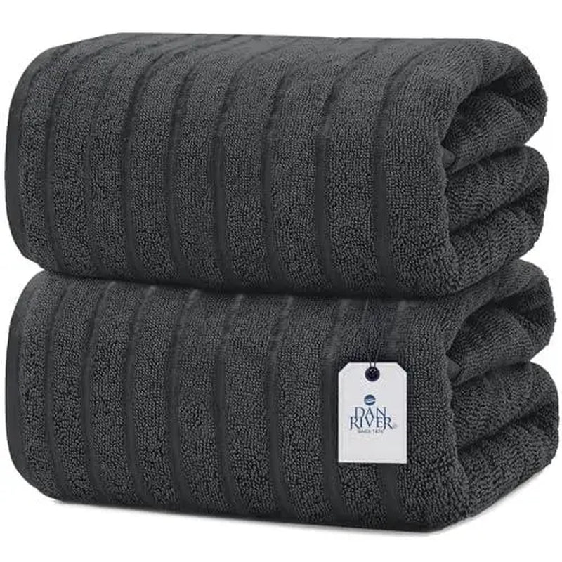 Indulge in Luxury: DAN RIVER Unisex 2-Pack Jumbo Organic Cotton Bath Sheets - 35×70 in Thick, Fast-Drying, Spa-Quality Towels