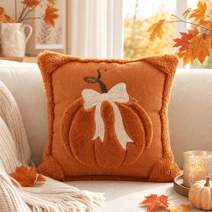 2-Pack 3D Jacquard Pumpkin Pillow Covers – Perfect 18X18 Inch Throw Pillows for Thanksgiving & Farmhouse Style