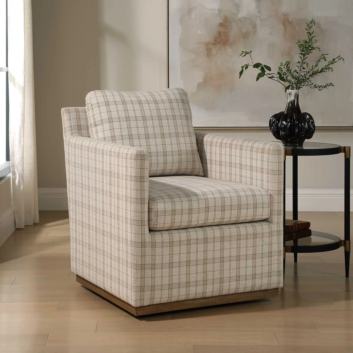 Casual Linen Swivel Chair