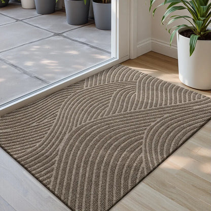 Geometric Star Loop Door Mat 45 × 75cm | Low Profile Non-Slip Entryway Mat in Dark Grey | Fade Resistant