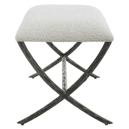 Gray Fabric Small Bench