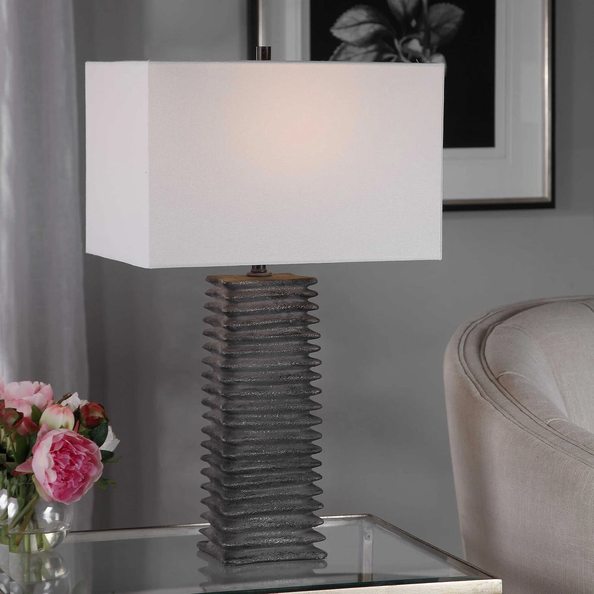 Metallic Charcoal Table Lamp