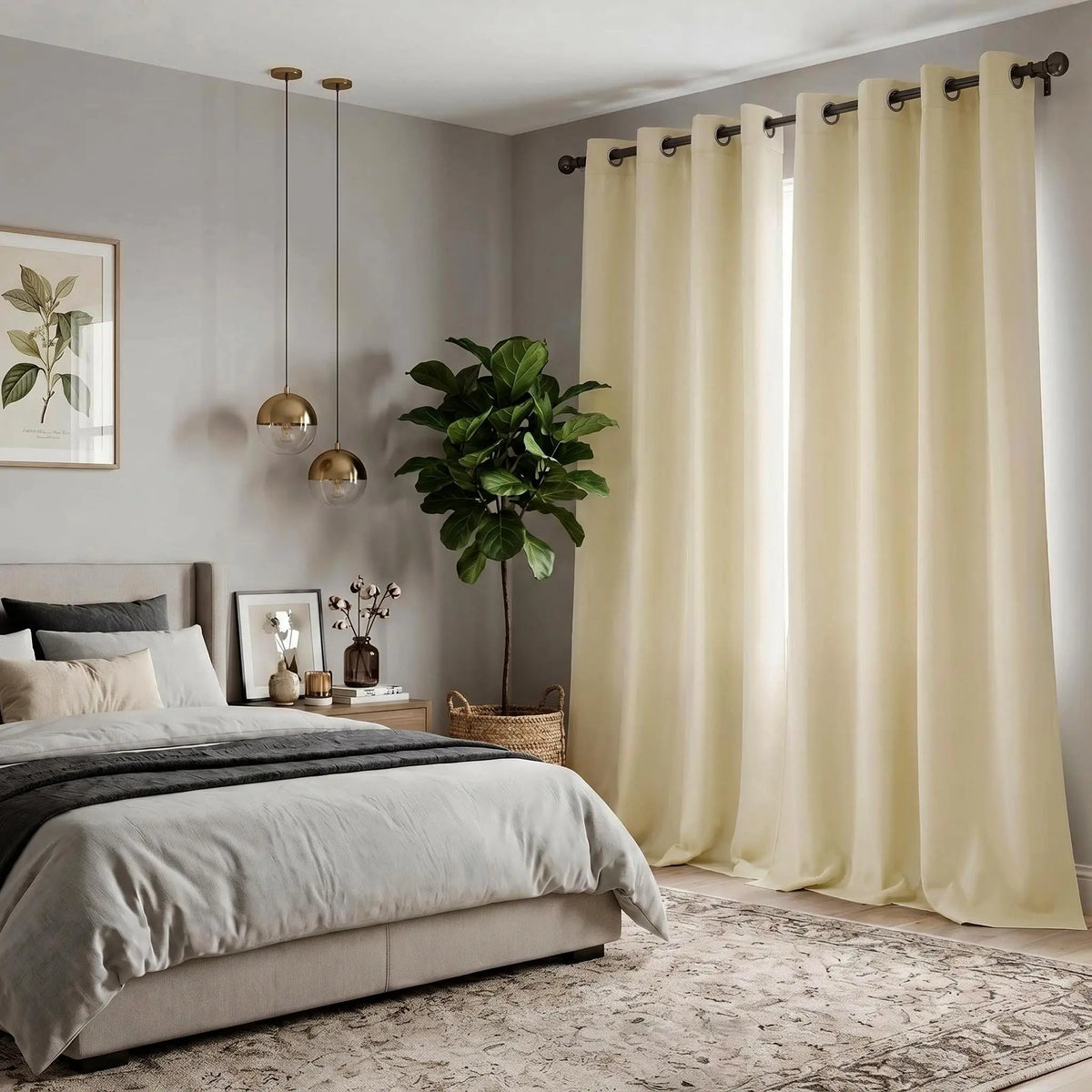 2-Panel Grommet Blackout Curtains - 52"x84" Thermal Insulated Drapes for Light Control and Noise Reduction
