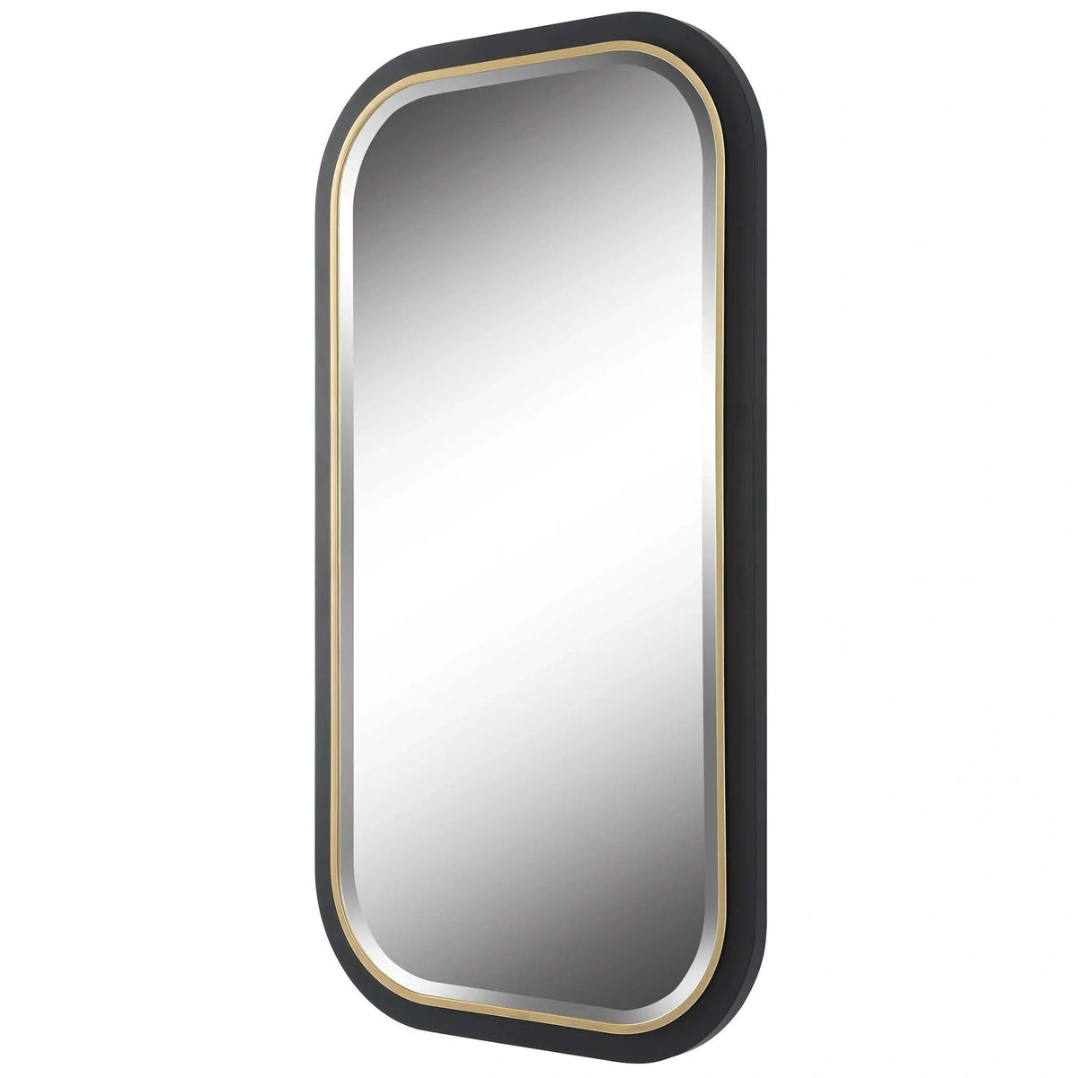 Curved Black & Gold Rectangle Mirror