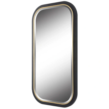 Curved Black & Gold Rectangle Mirror