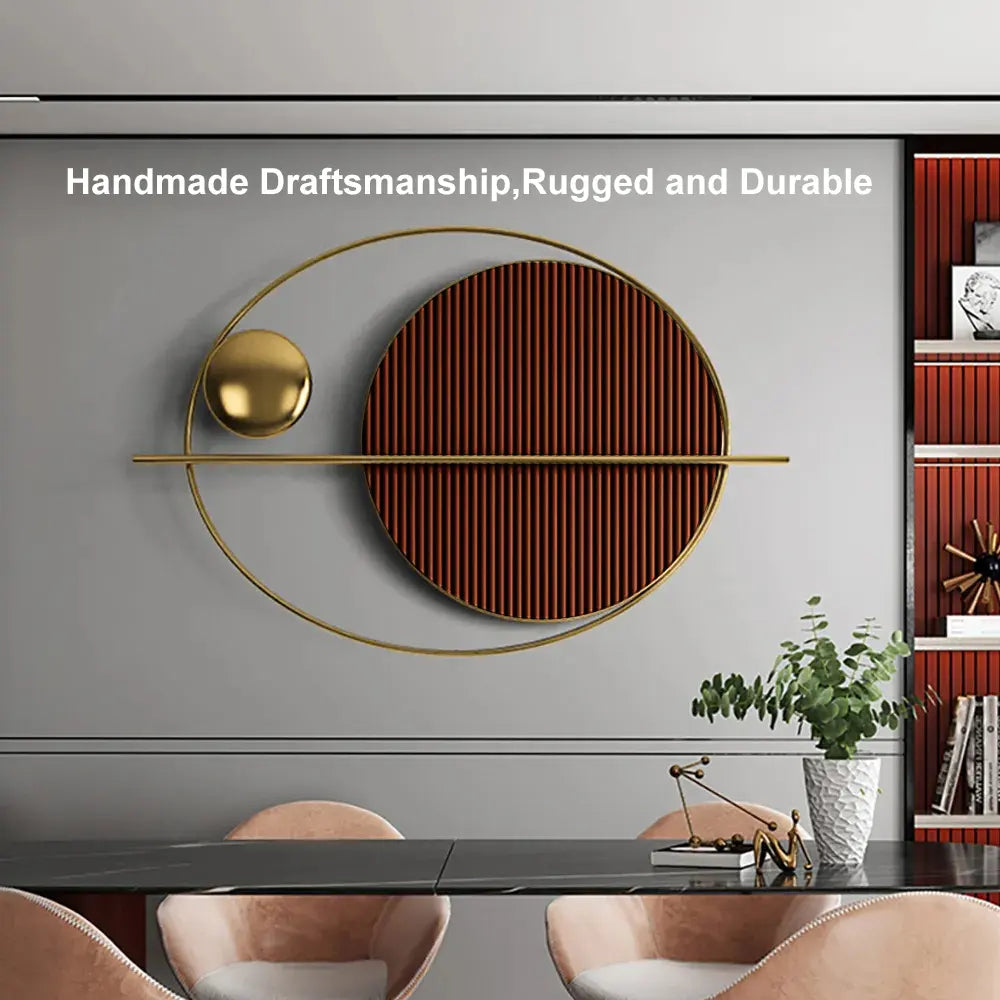Homary Oval Iron Geometric Wall Art | Assembled Disc Relief Metal Wall Décor | No Assembly Required
