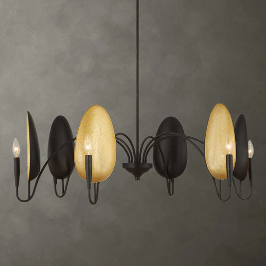 6 Light Matte Black Chandelier