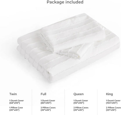 Duvet Cover Queen Size Set - Ultra Soft Washed Microfiber Cover Set, Includes 1 Duvet Cover & 2 Pillow Shams, Green & White