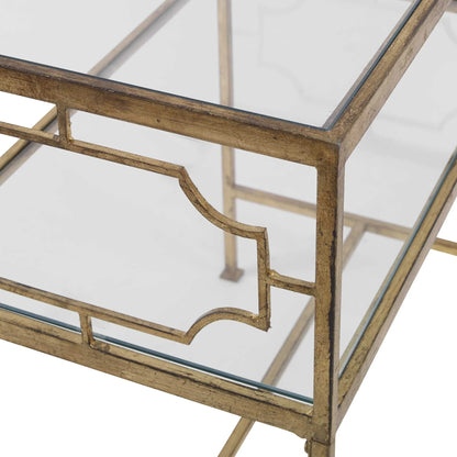Gold Leaf Iron & Glass Side Table