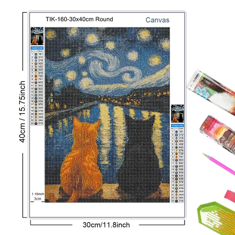 Your Own Van Gogh Masterpiece: Starry Night Over the Rhone 5D Full Drill Rhinestone Diamond Art Kit for Wall Decor