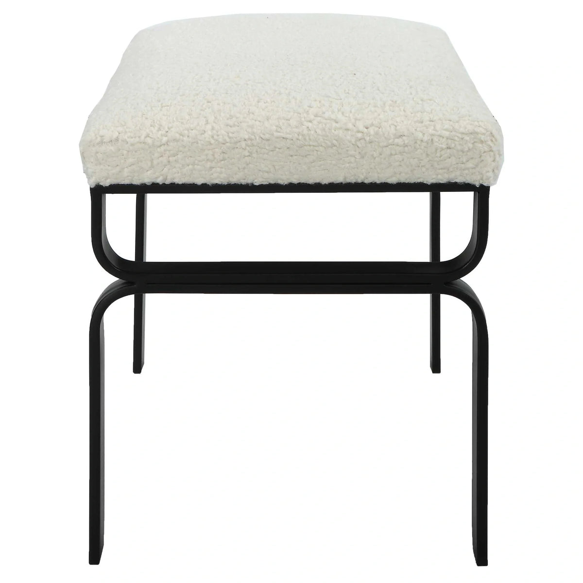 White Shearling Small Bench