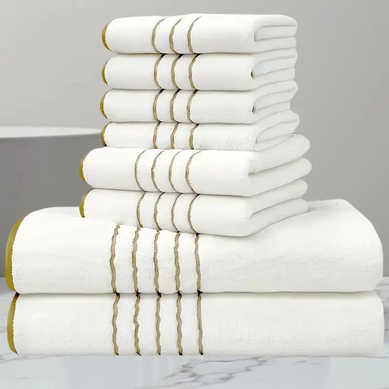 8-Piece Bathroom Towel Set - 2 Bath Towels, 2 Hand Towels, 4 Washcloths for Softness and Absorbency