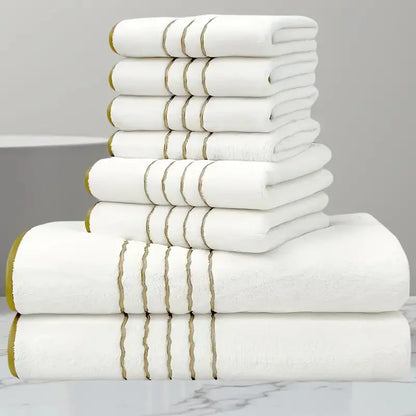 8-Piece Bathroom Towel Set - 2 Bath Towels, 2 Hand Towels, 4 Washcloths for Softness and Absorbency
