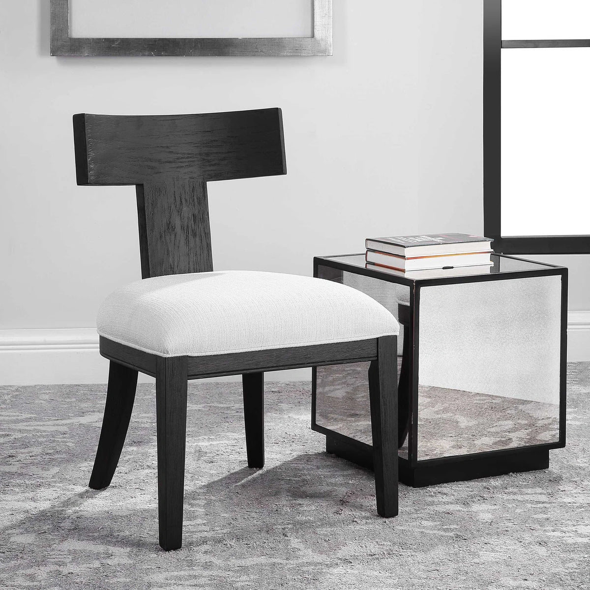 Oak Armless Accent Chair
