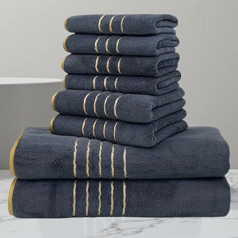 8-Piece Bathroom Towel Set - 2 Bath Towels, 2 Hand Towels, 4 Washcloths for Softness and Absorbency