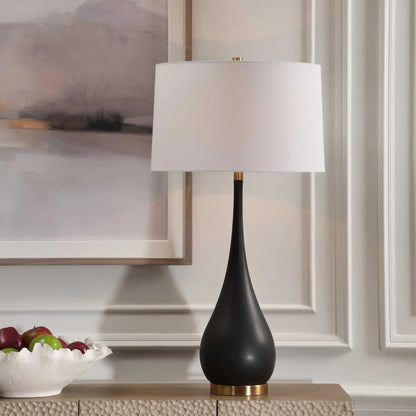 Black Stone Teardrop Table Lamp