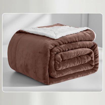 Soft Sherpa Fleece Throw Blankets - Dual-Layer Design with 230 GSM Fleece, 180 GSM Sherpa for Lightweight Warmth, Ideal for Relaxing Nights, Bed Layering; Available in Twin, Queen, King, Throw Sizes