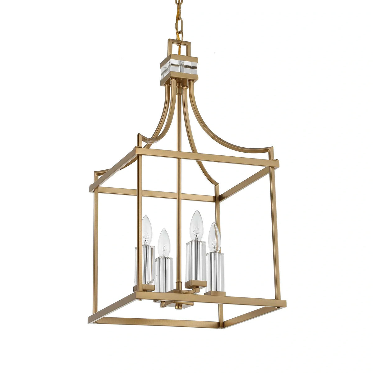 4 Light Brass Lantern Pendant