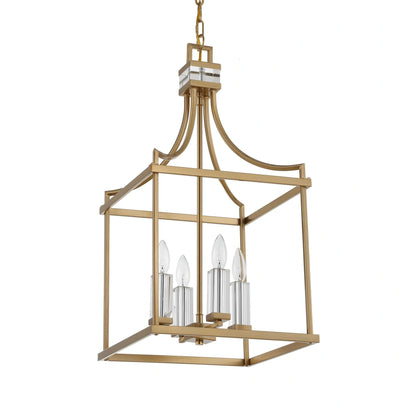 4 Light Brass Lantern Pendant