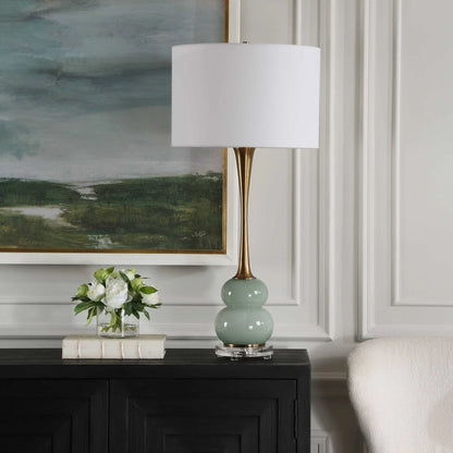 Green-Gray Glass Table Lamp