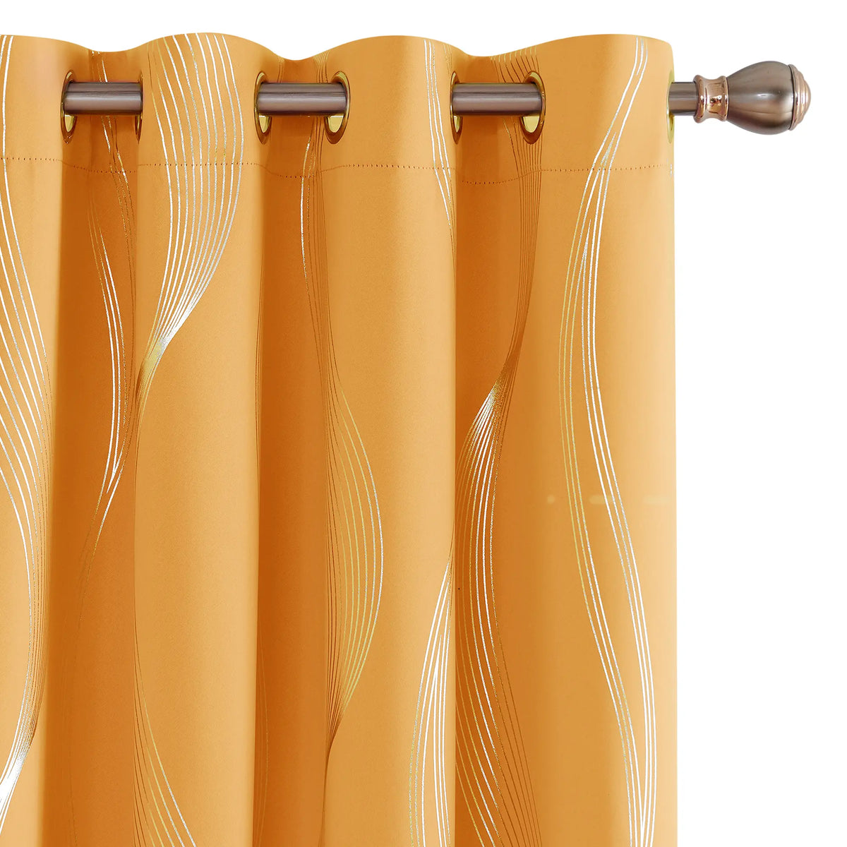 Silver Wave Print Blackout Curtains | Thermal Insulated, Grommet or Rod Pocket | Wide Size Range, Set of 2