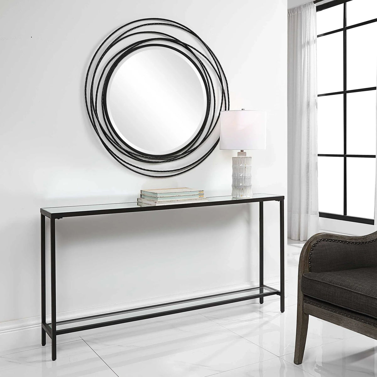 Mirrored Glass Console Table