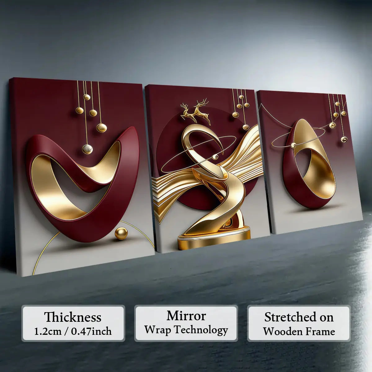 Elevate Your Space with Our 3-Piece Wooden-Frame Canvas Print Set – Stunning Geometric Pattern for Modern Home Decor!