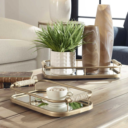 Brushed Gold Trays, Set of 2