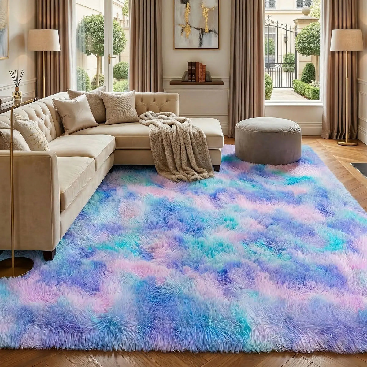 Black Soft Fluffy Shag Area Rug