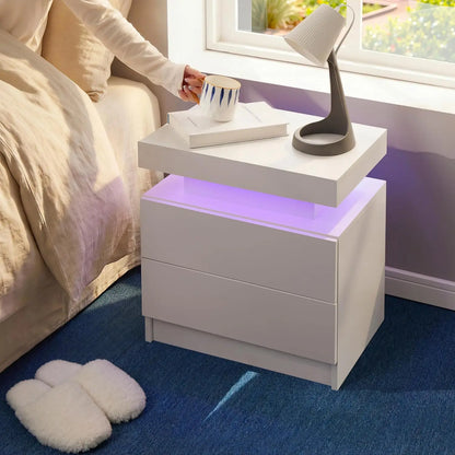 LED Nightstand with 2 Drawers